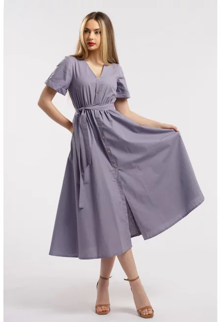 Рокля-риза с колан - Бледовиолетов