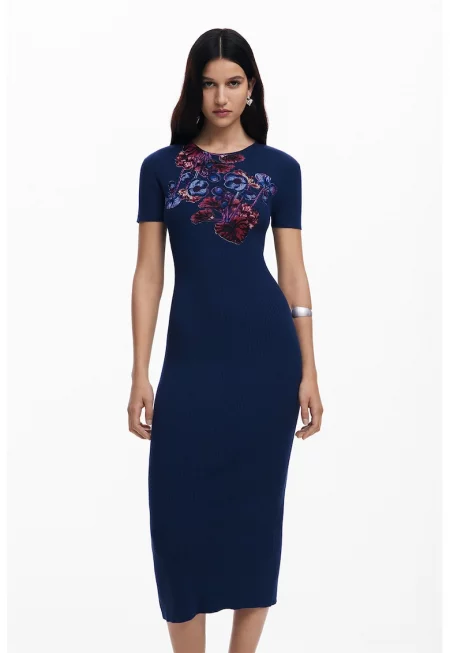 Рокля с цепка - Червен/Виолетов/Тъмносин