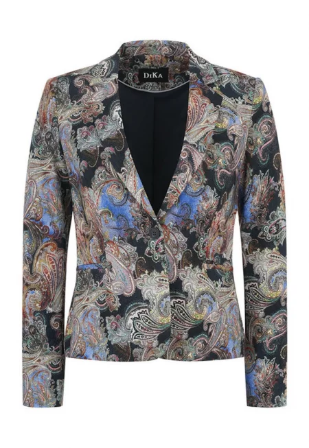 Сако с пейсли принт и изрязани ревери