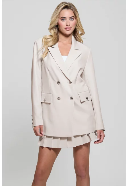 Сако с раздвоен ревер и двуредно закопчаване - Крем