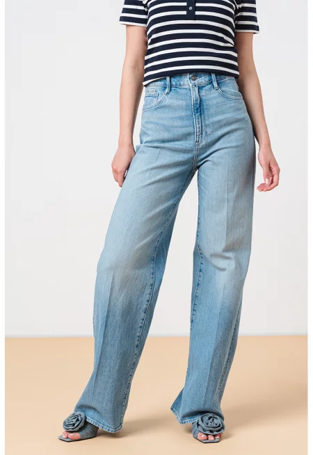 Широки дънки Deck 2.0 с висока талия - Светлосин