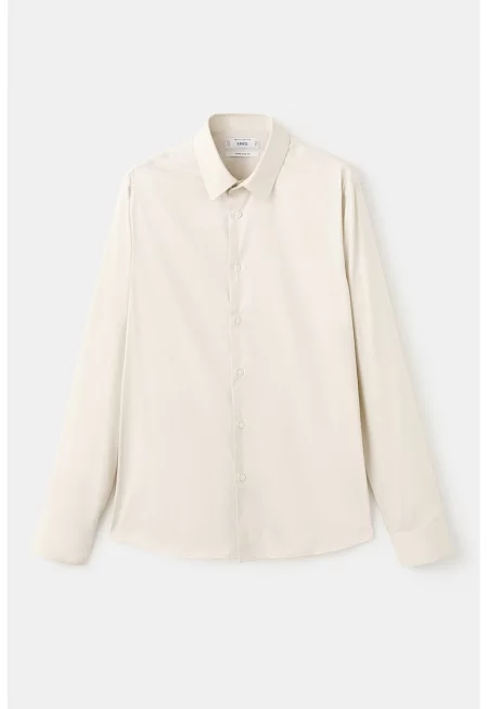 Слим риза с класическа яка - Мръснобял