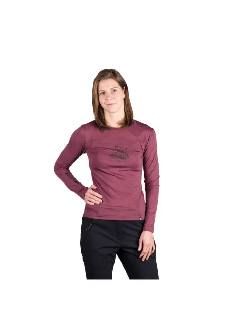 Спортна тениска  Aila от мериносова вълна - Бордо