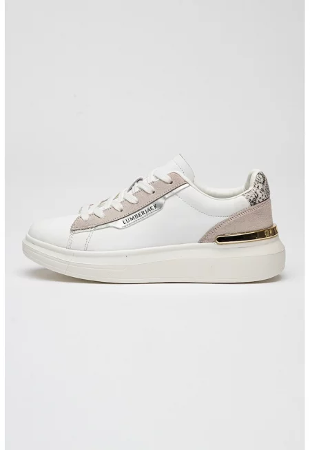 Спортни обувки Lilitta от еко кожа с велур - Бял/Златист