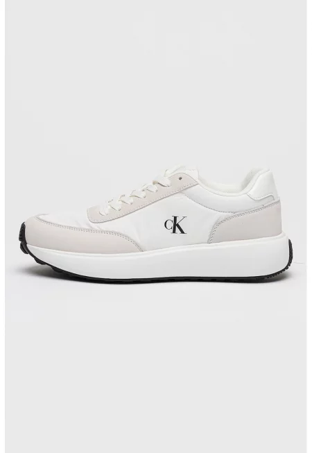 Спортни обувки от велур с текстил - Черен/Бял