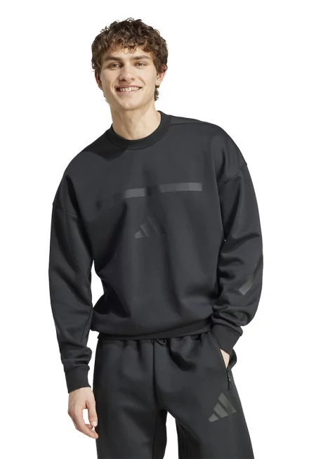 Суитшърт Z.N.E. с овално деколте и паднали ръкави - Черен