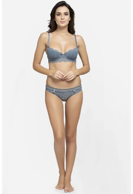 Сутиен тип балконет с подплънки - Прашно синьо