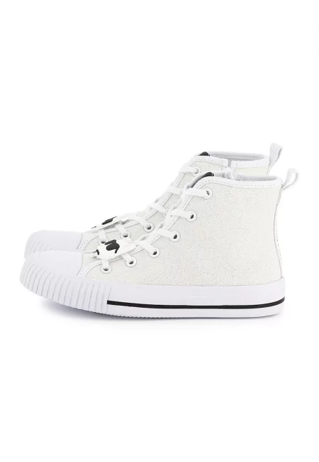 Текстилни спортни обувки с лого - Слонова кост/Сребрист