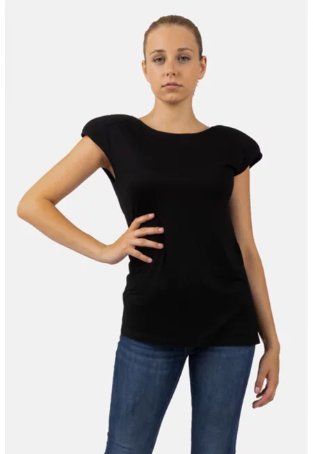 Тениска Bea с подплънки на раменете - Черен