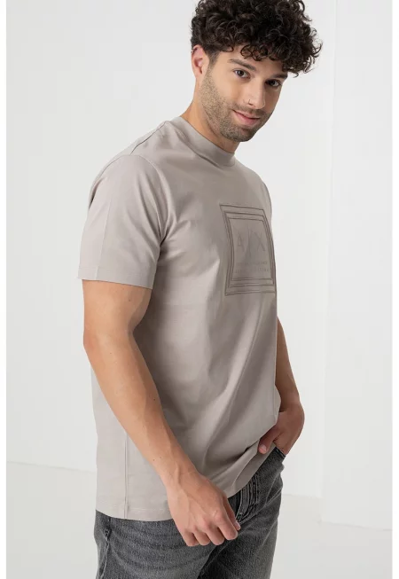 Тениска с лого - Бежов