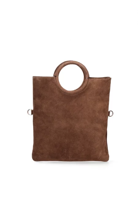 Велурена чанта Zelia с отделящ се вътрешен несесер - Сиво-кафяв