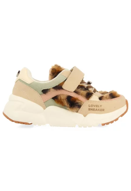 Велурени спортни обувки с велкро - Кафяв