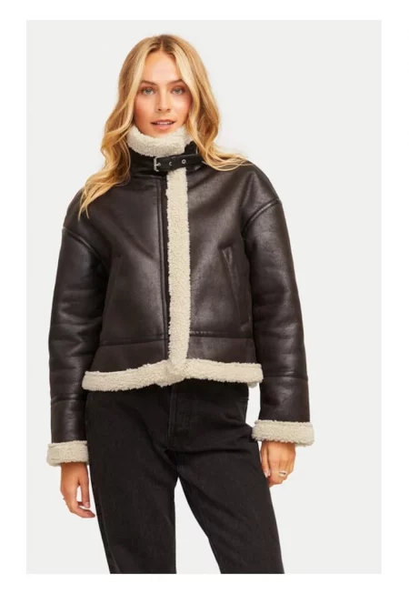 Яке от изкуствена кожа Йоланда 12259326 Кафяво - стандартна кройка -