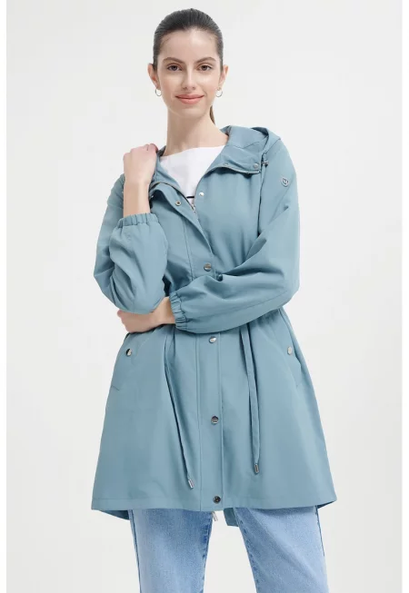 Яке с качулка и връзка - Прашно синьо