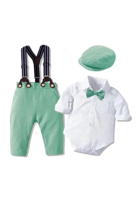 Зелен костюм за момче с тиранти Darius