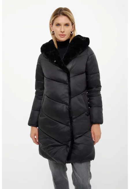 Зимно ватирано яке с капси - Избеляло черно