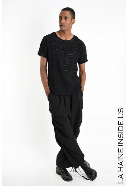 Асиметрична прозрачна тениска - Черен