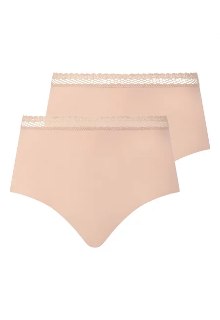 Бикини тип хипстър с дантела - 2 чифта - Бежов