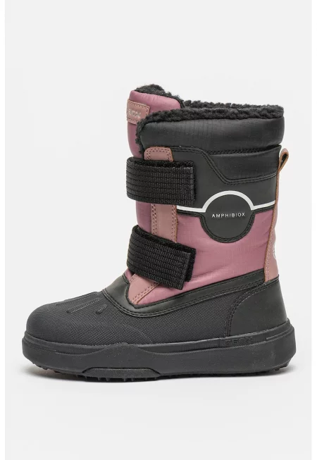 Боти Bunshee с велкро и текстил - Черен/Розово