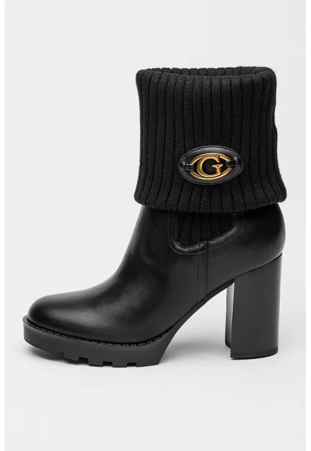 Боти от еко кожа с плетени детайли