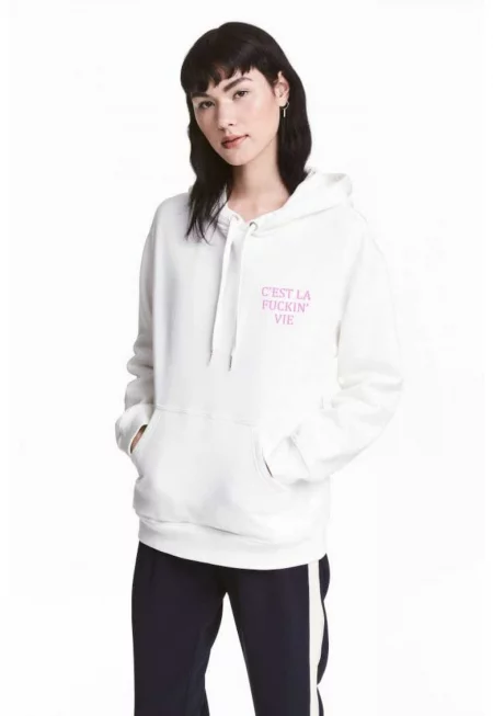 Бял дамски суичър - C'est la vie