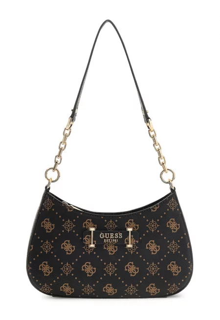 Чанта Carrie от еко кожа с джоб с цип отзад - Черен/Бежов