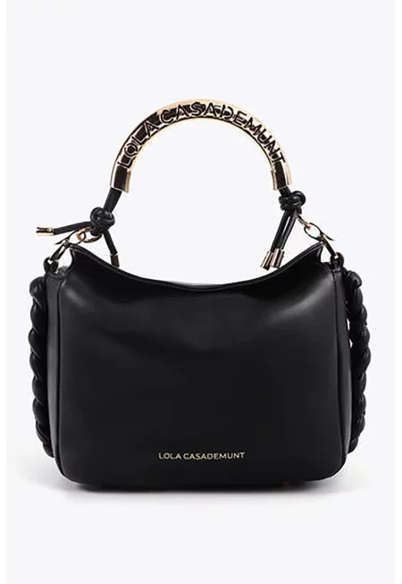 Чанта от еко кожа с лого - Черен