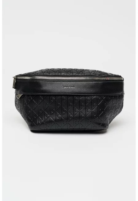 Чанта през кръста от еко кожа с цип - Черен