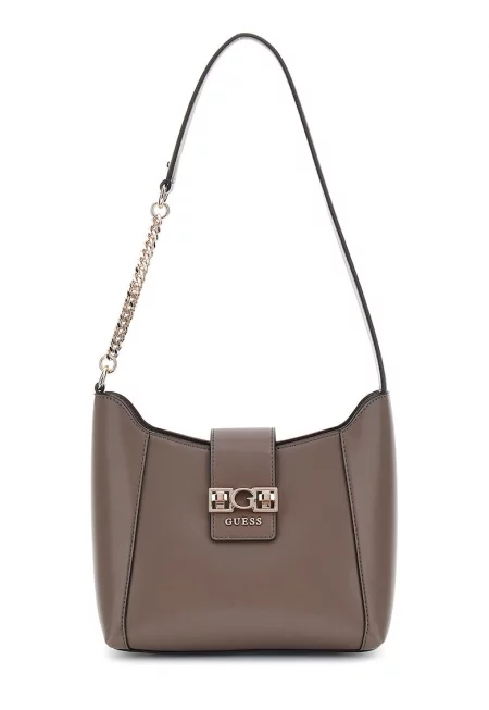 Чанта през рамо от еко кожа - Сиво-кафяв