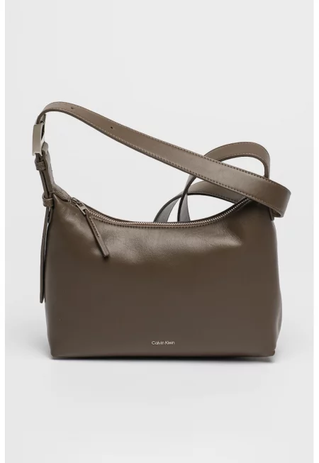 Чанта през рамо от еко кожа - Сиво-кафяв