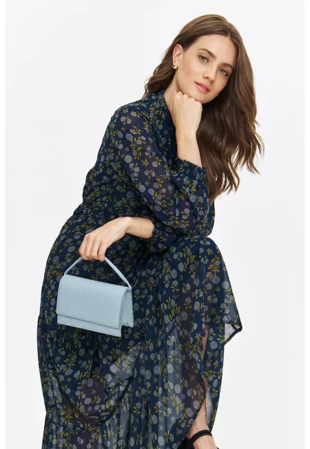 Дълга флорална рокля - Тъмносин