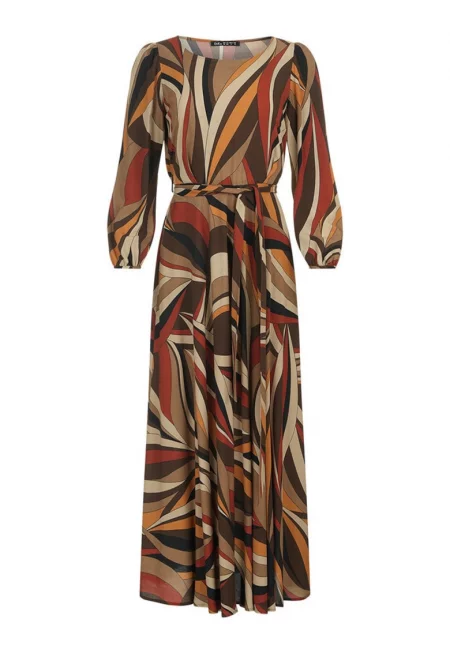 Дълга рокля с колан на талията