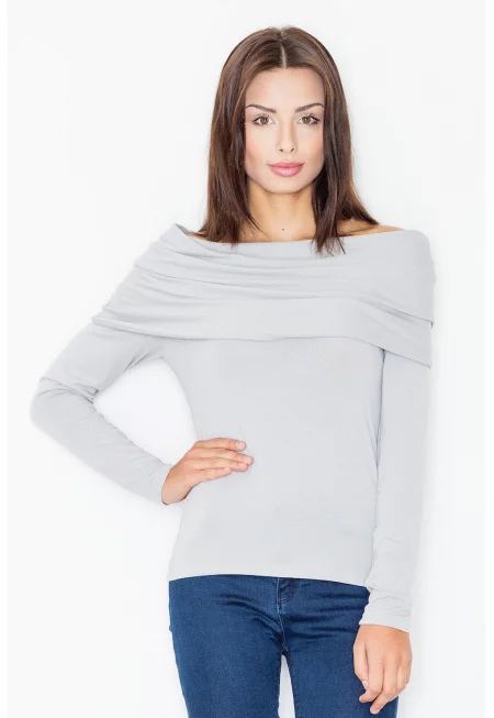 Дамска блуза -  Вискоза/Еластан - Сива -