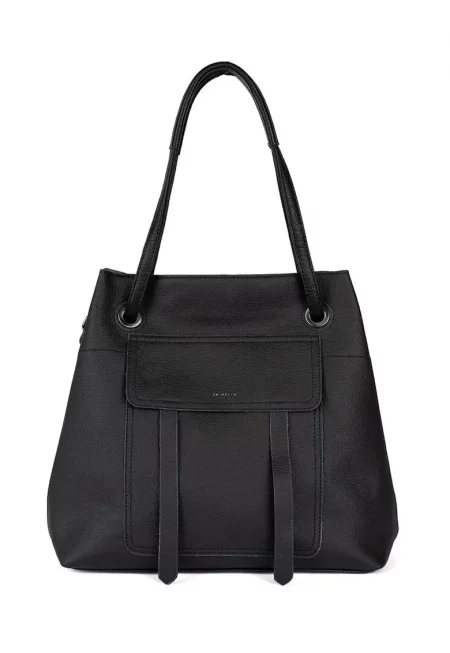 Дамска чанта  черна - полиестер - практичен дизайн - големи размери.