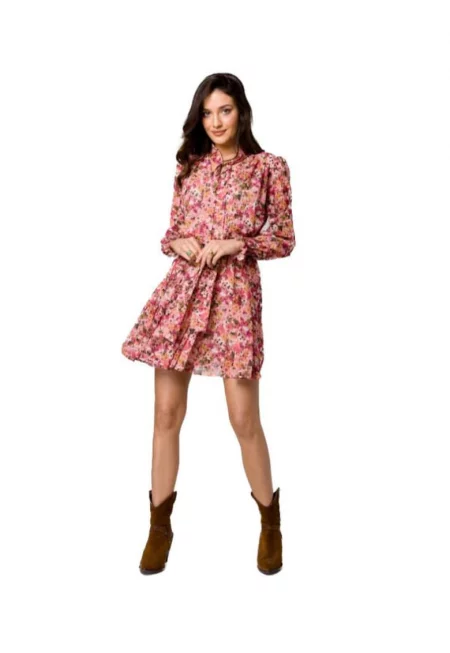 Дамска рокля на цветя -  Samiet - светло розова -