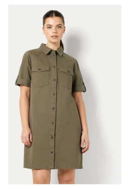 Дамска рокля - шумен май - каки - памук