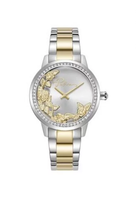 Дамски часовник  PEWLG2202241 - кварцов механизъм - корпус 34мм - златна верижка от неръждаема стомана - сив циферблат