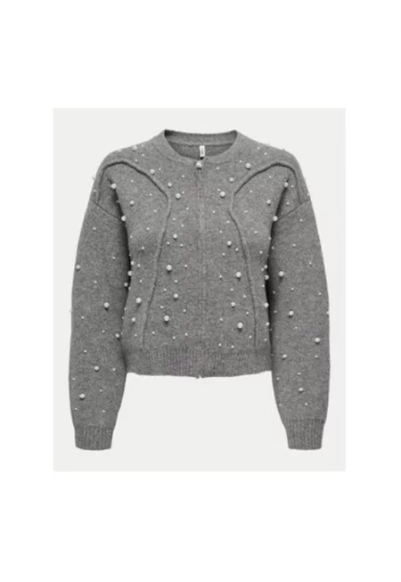 Дамски кардиган -  304767944 - Рециклиран полиестер/Акрил - Сив