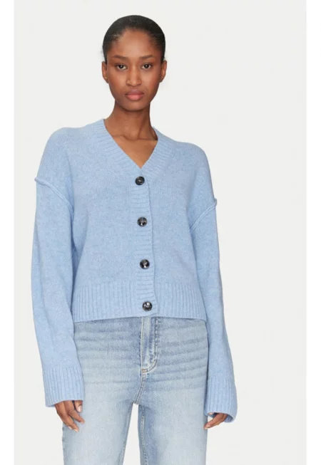 Дамски кардиган -  305138323 - Вълна - Син - Син