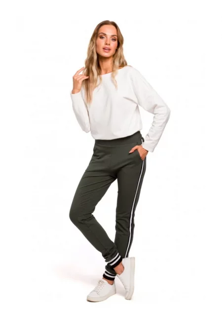 Дамски панталон -  Памук/Еластан - Каки зелено