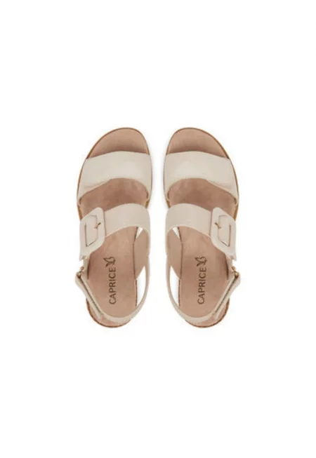 Дамски сандали - 9-28753-42 -  Естествена кожа - Бели - Бял