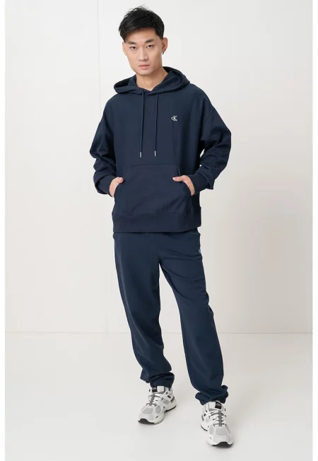 Худи с джоб кенгуру и връзки - Ултрамарин синьо