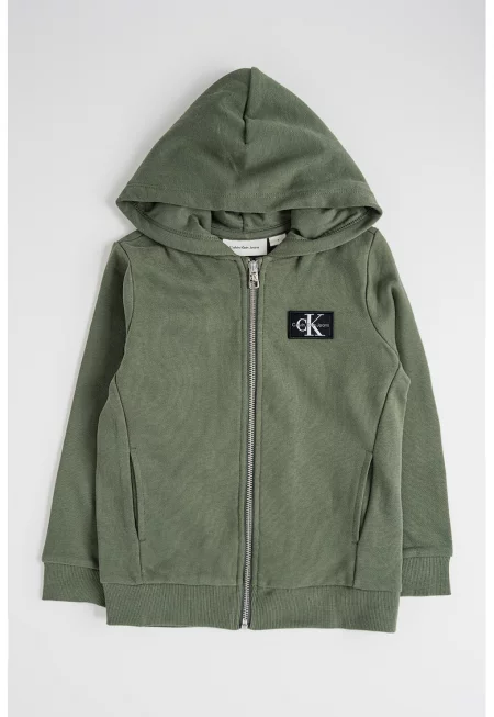 Худи с цип и джобове встрани - Папратово зелено