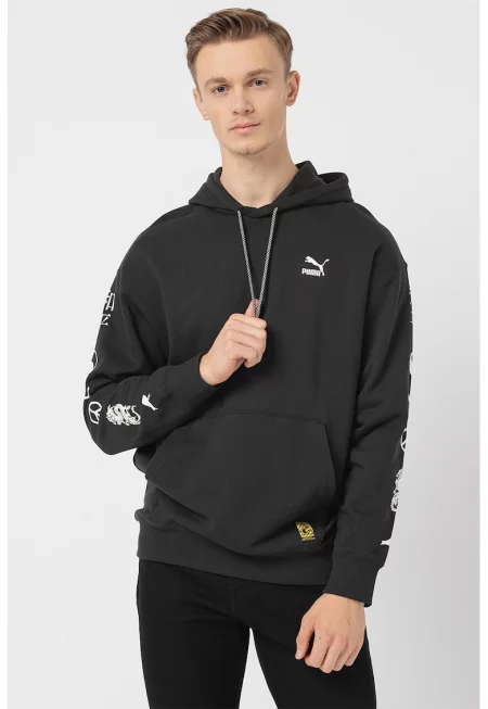 Худи Staple с принт - Бял/Черен