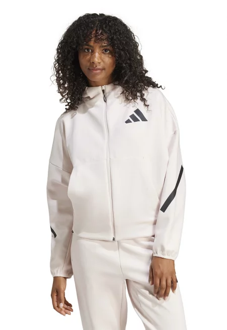 Худи Z.N.E. с паднали ръкави и скосени джобове - Слонова кост/Черен