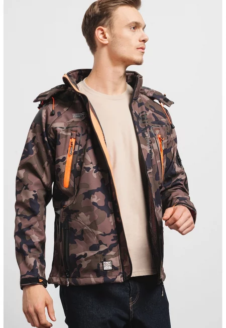 Камуфлажно зимно яке Techno с отделяща се качулка - Черен/Каки