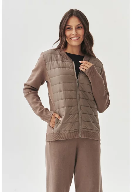 Капитонирано яке с цип - Камел