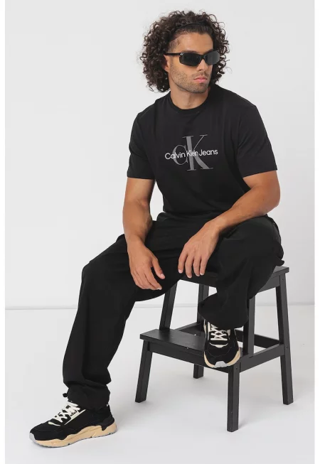 Карго панталон със средна талия - Черен