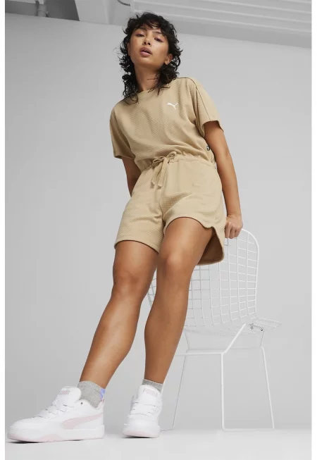 Къс гащеризон с връзка - Бежов