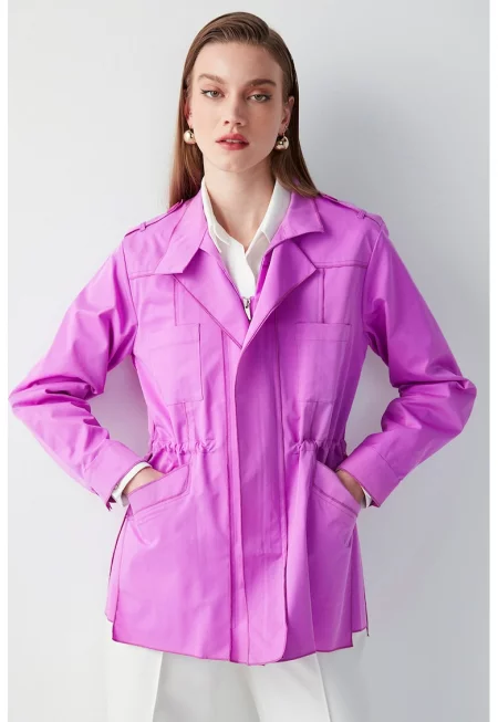 Къс тренч с цип